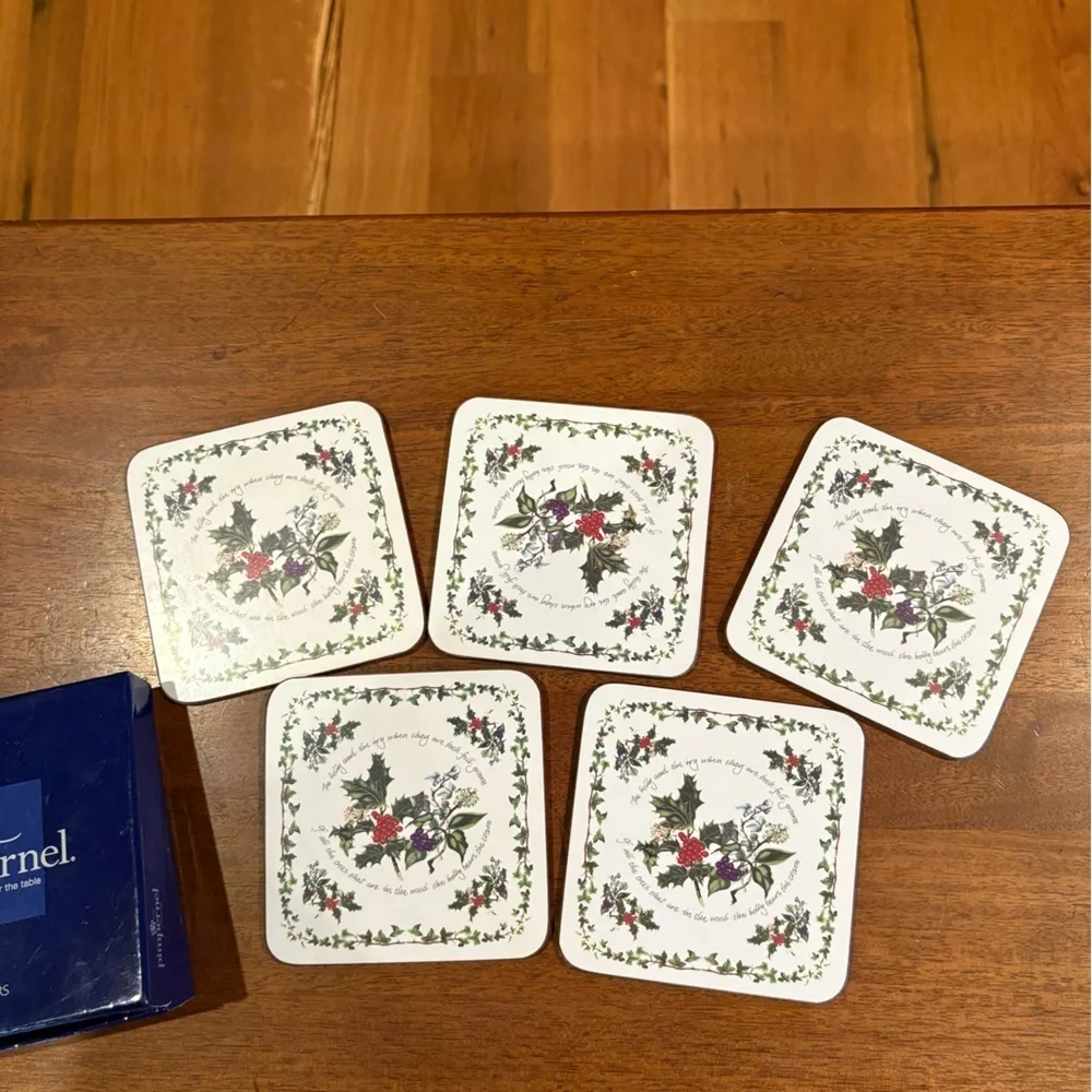 Pimpernel Festive Holly Coasters Set 